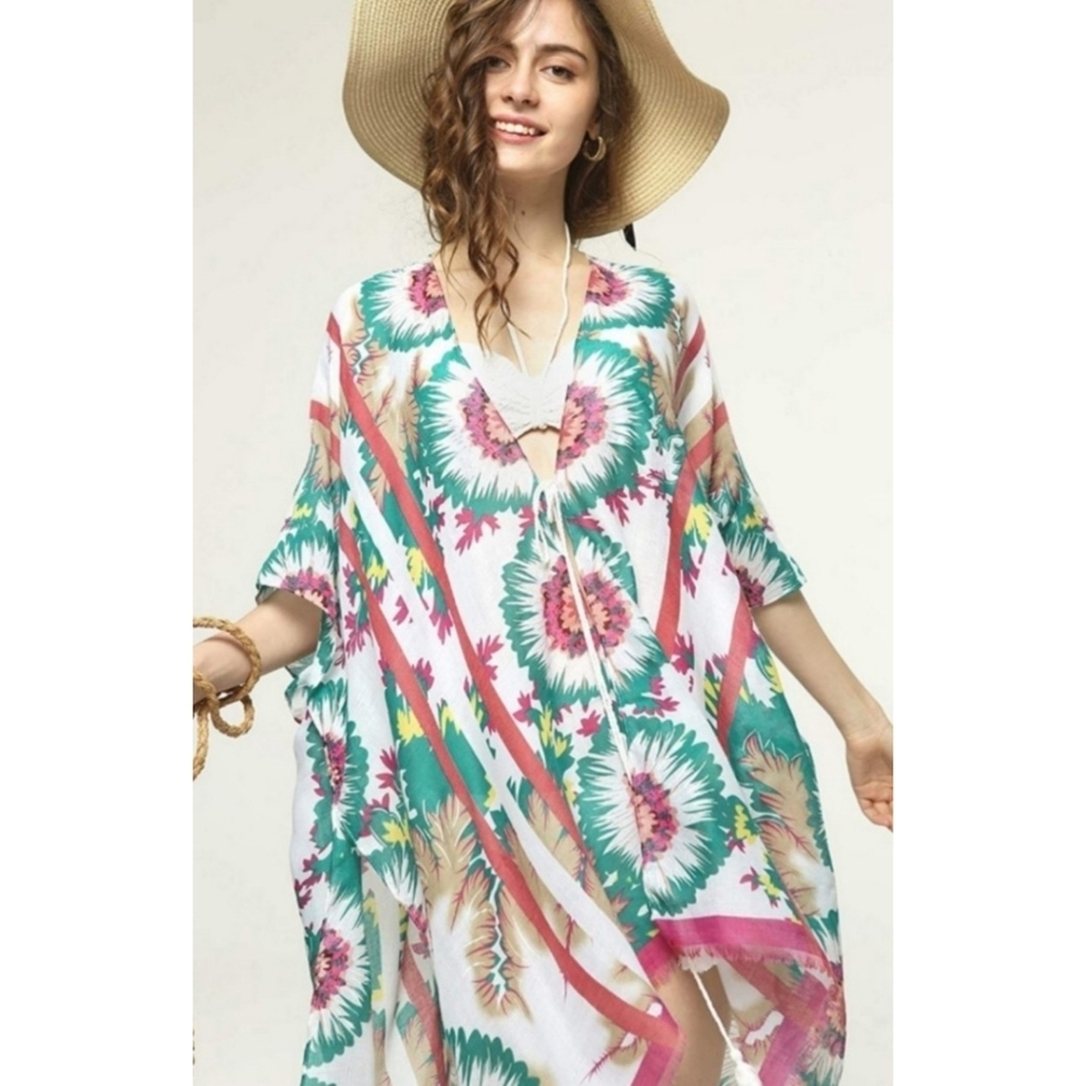 Janice Apparel Swim Cover up Floral One Size